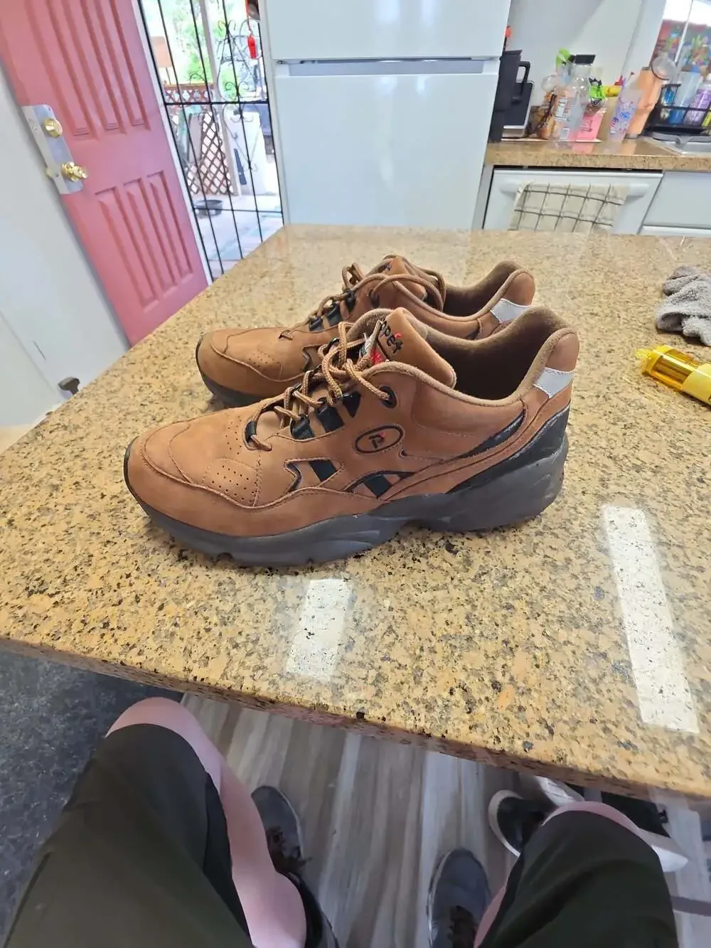 Propet Men's Stability Walker Brown Leather Nubuck Walking Shoe